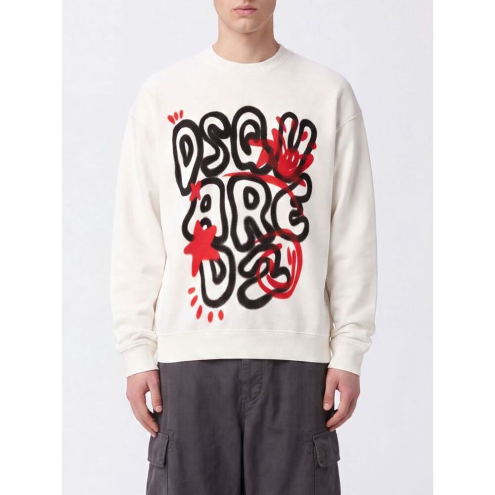 Dsquared2 Men Contrast Logo Cotton Crewneck Sweatshirt Dsquared2